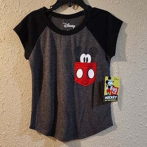 Disney Kids Mickey Mouse Black and Gray T-Shirt  NWT Size Small  (6/6X)